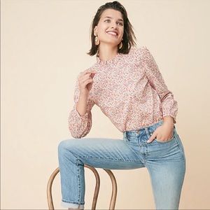 J.Crew x Liberty of London Phoebe Floral Ruffle-neck top